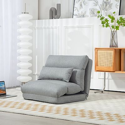 Homcom Folding Floor Chair With 6-position Adjustable Back Pillow