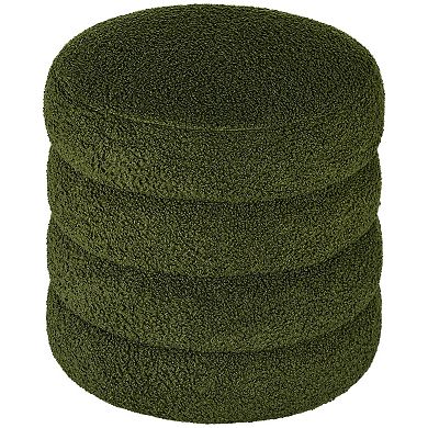 Homcom Round Ottoman Foot Stool With Fabric Upholstered Seat