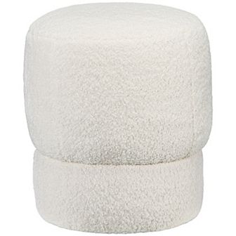 Homcom Round Ottoman Foot Stool With Fabric Upholstered Seat