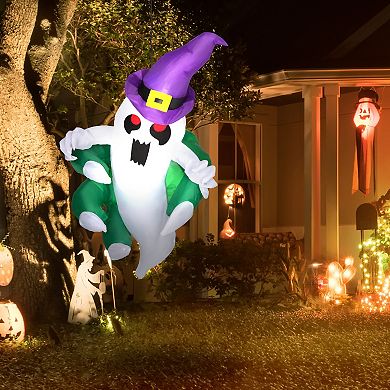 Outsunny 3.9ft Inflatable Halloween Window Sticker Ghost Outdoor Display