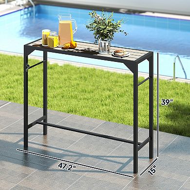 Outsunny 47inch Outdoor Bar Table with Built-In Bottle Opener, Steel Frame