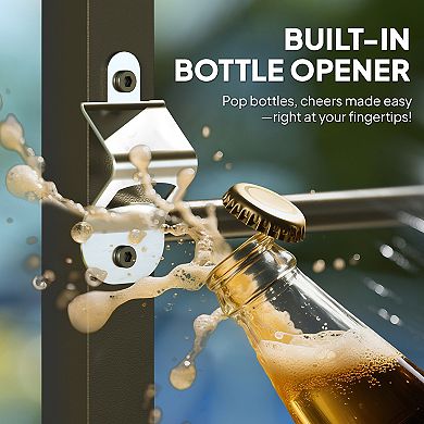 Outsunny 47inch Outdoor Bar Table with Built-In Bottle Opener, Steel Frame