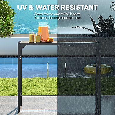 Outsunny 47inch Outdoor Bar Table with Built-In Bottle Opener, Steel Frame