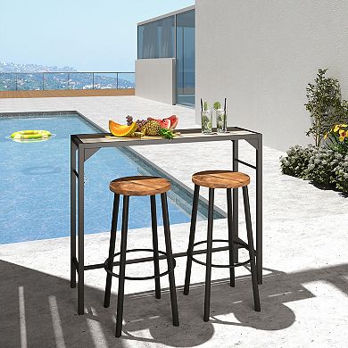 Outsunny 47inch Outdoor Bar Table with Built-In Bottle Opener, Steel Frame