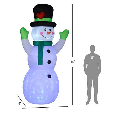 Outsunny 10FT Christmas Inflatables Cheerful Snowman in Hat for Yard