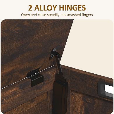 HOMCOM 29.9inch Storage Chest w/ 2 Safety Hinges, Wooden Box