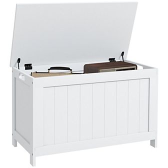 Homcom 29.9" Storage Chest W/ 2 Safety Hinges, Wooden Box