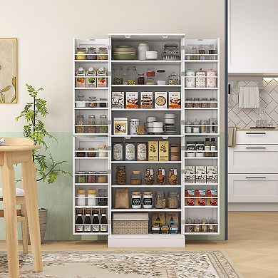 Homcom 65" Kitchen Pantry Cabinet With Adjustable Shelves Spick Racks
