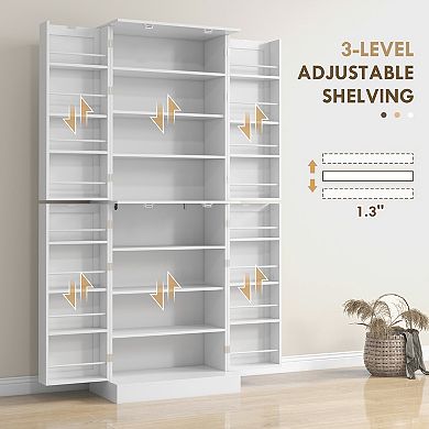 Homcom 65" Kitchen Pantry Cabinet With Adjustable Shelves Spick Racks
