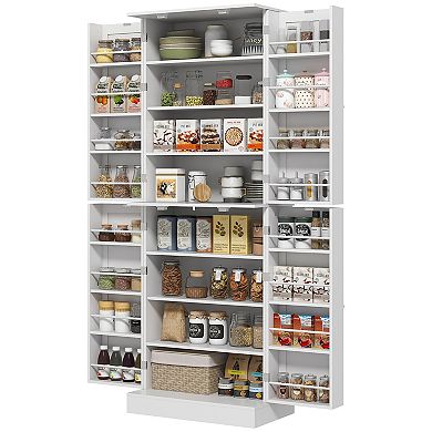Homcom 65" Kitchen Pantry Cabinet With Adjustable Shelves Spick Racks