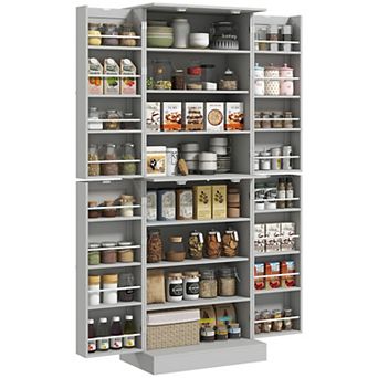 Homcom 65" Kitchen Pantry Cabinet With Adjustable Shelves Spick Racks