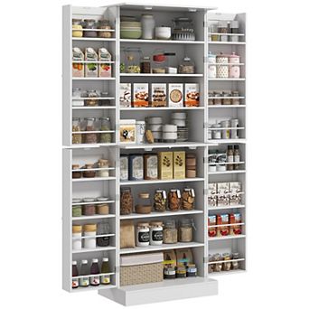 Homcom 65" Kitchen Pantry Cabinet With Adjustable Shelves Spick Racks