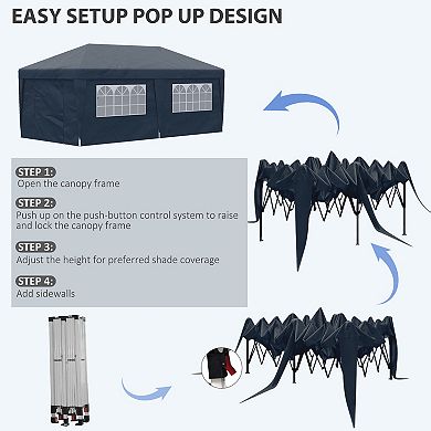 Outsunny 10ft x 19.5' Large Party Tent Pop Up Canopy w/ Weight Bags