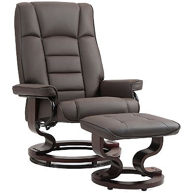Homcom Swivel Recliner With Ottoman, Faux Leather Reclining Chair