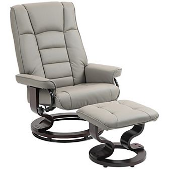 Homcom Swivel Recliner With Ottoman, Faux Leather Reclining Chair