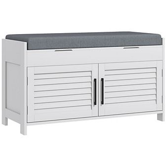 Homcom Shoe Bench, Entryway Bench With Cushion, Hidden Compartments