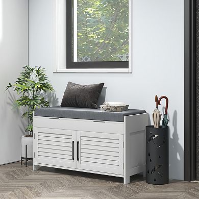 Homcom Shoe Bench, Entryway Bench With Cushion, Hidden Compartments