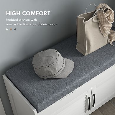 HOMCOM Shoe Bench, Entryway Bench with Cushion, Hidden Compartments