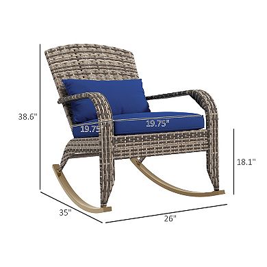 Outsunny Outdoor Wicker Adirondack Rocking Chair With Cushion