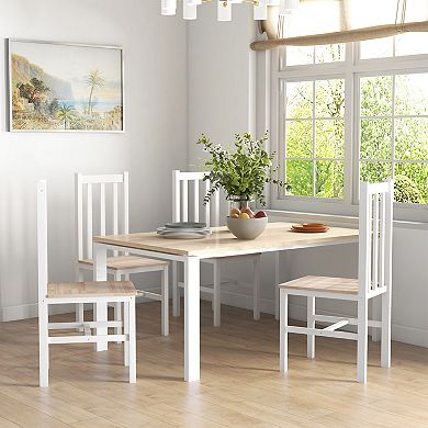 Homcom Farmhouse Armless Dining Chairs, Set Of 4 With Slat Back