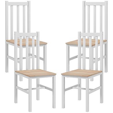 Homcom Farmhouse Armless Dining Chairs, Set Of 4 With Slat Back