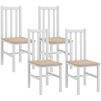 HOMCOM Farmhouse Armless Dining Chairs, Set of 4 with Slat Back,