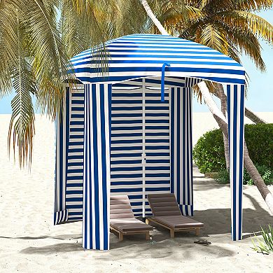 Outsunny Beach Cabana Umbrella With Bag, Windows