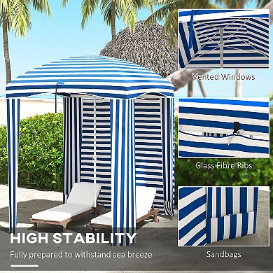 Outsunny Beach Cabana Umbrella with Bag, Windows, e