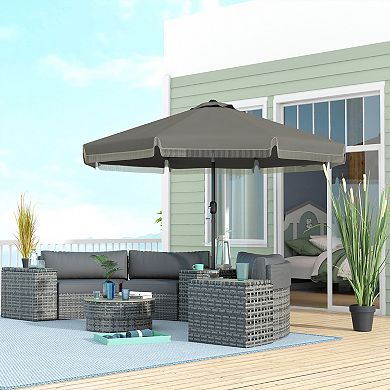 Outsunny 9ft Patio Umbrella With Tilt, Ruffled Outdoor Umbrella