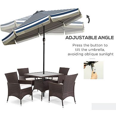 Outsunny 9ft Patio Umbrella with Tilt, Ruffled Outdoor Umbrella,