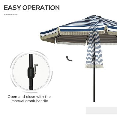 Outsunny 9ft Patio Umbrella with Tilt, Ruffled Outdoor Umbrella,