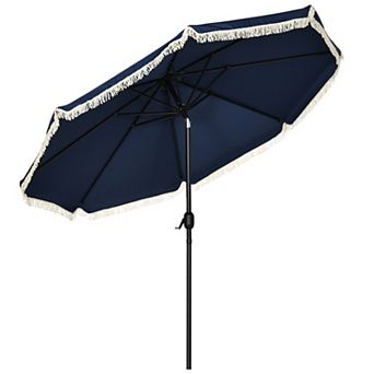 Outsunny 9ft Patio Umbrella With Tilt, Ruffled Outdoor Umbrella