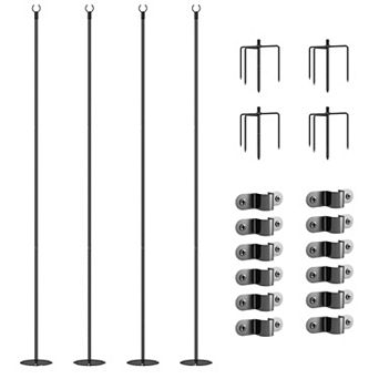 Outsunny String Light Poles, Steel Light Poles For Outside, 4 Pack