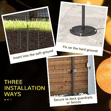 Outsunny String Light Poles, 10ft Steel Light Poles for Outside, 4 Pack