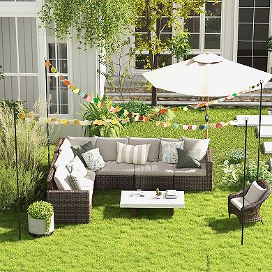 Outsunny String Light Poles, Steel Light Poles For Outside, 4 Pack