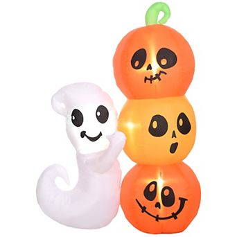 Homcom 5ft Inflatable Halloween Ghost And Pumpkin, Outdoor Led Display