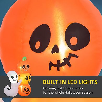 Homcom 5ft Inflatable Halloween Ghost And Pumpkin, Outdoor Led Display