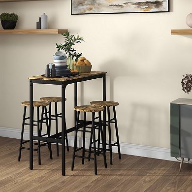 Homcom 5-piece Bar Table And Chairs Set For Dining Room