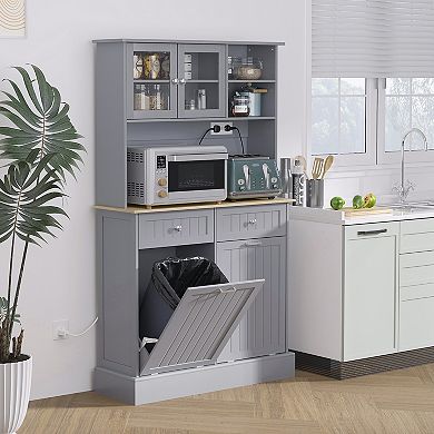 Homcom Pantry Storage Cabinet W/ Charging Station