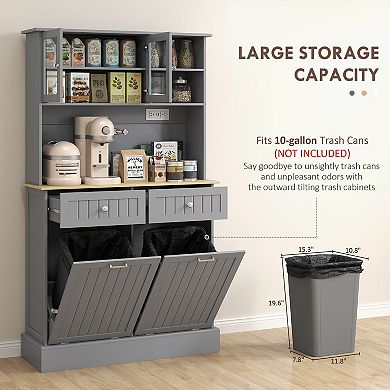 HOMCOM Pantry Storage Cabinet w/ Charging Station