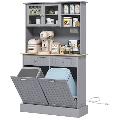 Homcom Pantry Storage Cabinet W/ Charging Station