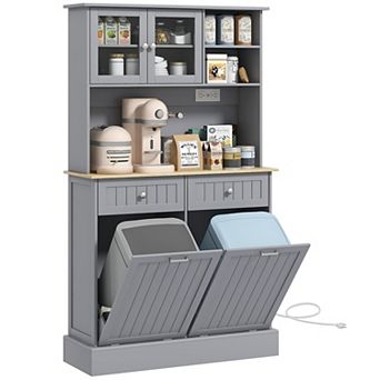 Homcom Pantry Storage Cabinet W/ Charging Station