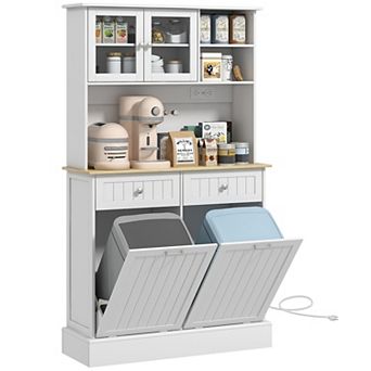 Homcom Pantry Storage Cabinet W/ Charging Station