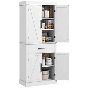 HOMCOM 72inch Tall Kitchen Pantry Storage Cabinet with Barn Doors and Drawer