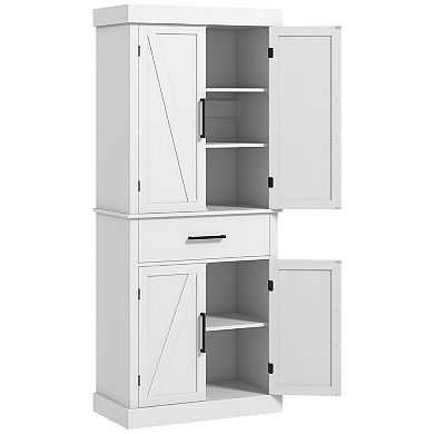 Homcom 72" Tall Kitchen Pantry Storage Cabinet With Barn Doors And Drawer