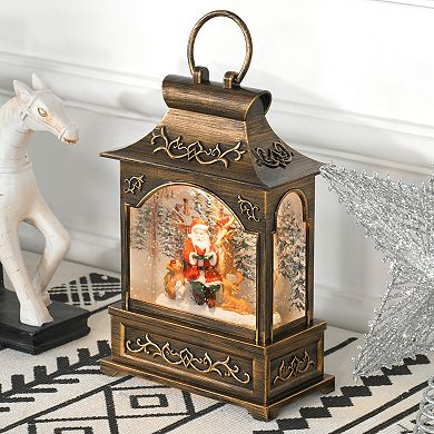 Homcom Christmas Lighted Snow Globe Lantern Glitter Snow Globe With Music