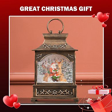 HOMCOM Lighted Christmas Snow Globe, Lantern Glitter Snow Globe with Music