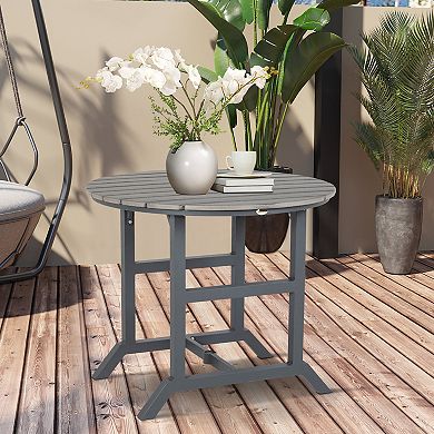 Outsunny Round Patio Table With Umbrella Hole And Aluminum Frame