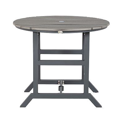 Outsunny Round Patio Table With Umbrella Hole And Aluminum Frame