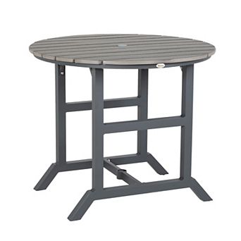 Outsunny Round Patio Table With Umbrella Hole And Aluminum Frame